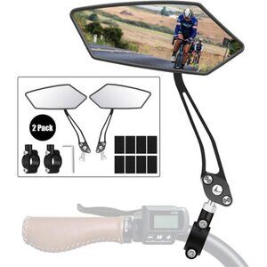 Bike Mirror 1 Pair, [New Version] HD Wide Angle Large Handlebar Rearview Mirror
